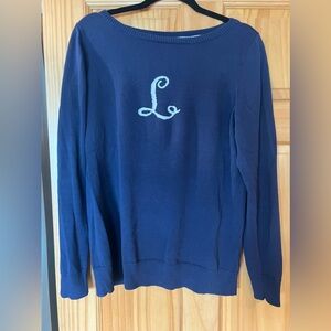 Lilly Pulitzer Blue Sweater with Initial L